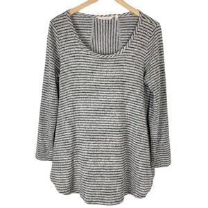 SOFT SURROUNDINGS Black Gray Stripe Swing Scoop Neck Top Size Medium